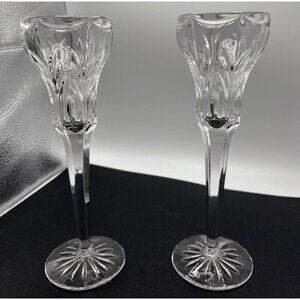 MARQUIS by WATERFORD Pair (2) Vintage 90s Canterbury Crystal 8.5" Candlestick